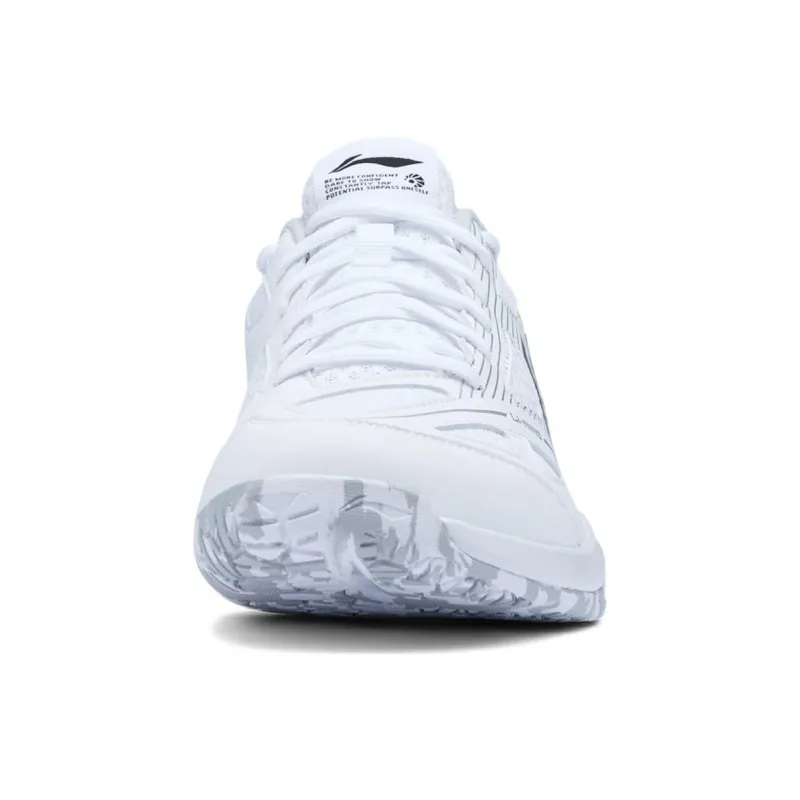 LiNing Anti Slip Wear Resistant Low Top Badminton Shoes Unisex Standard White Black-2