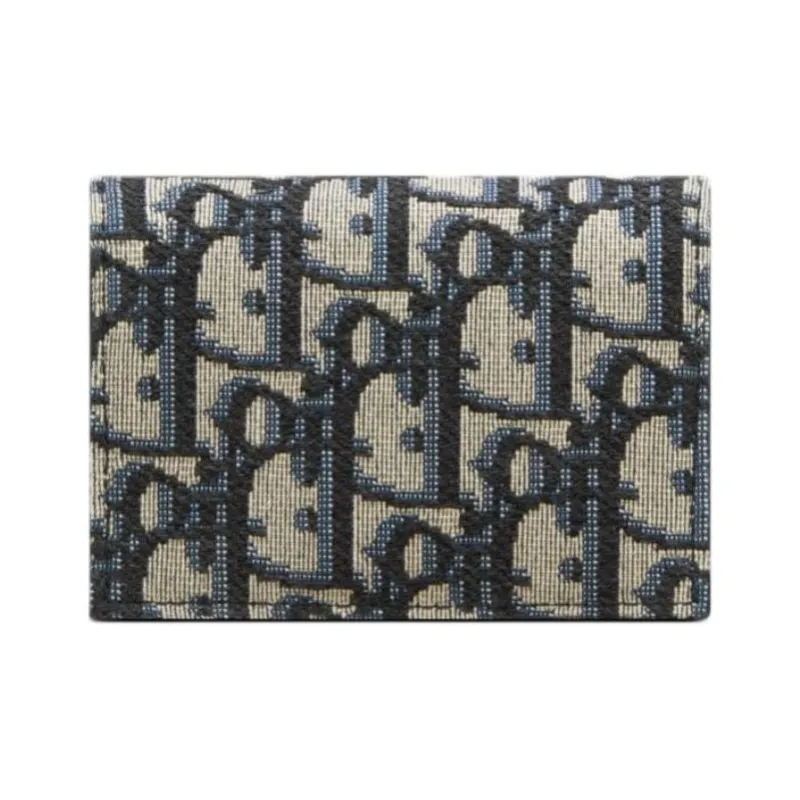 DIOR Jacquard Wallet Regular Men's Beige & Black-2