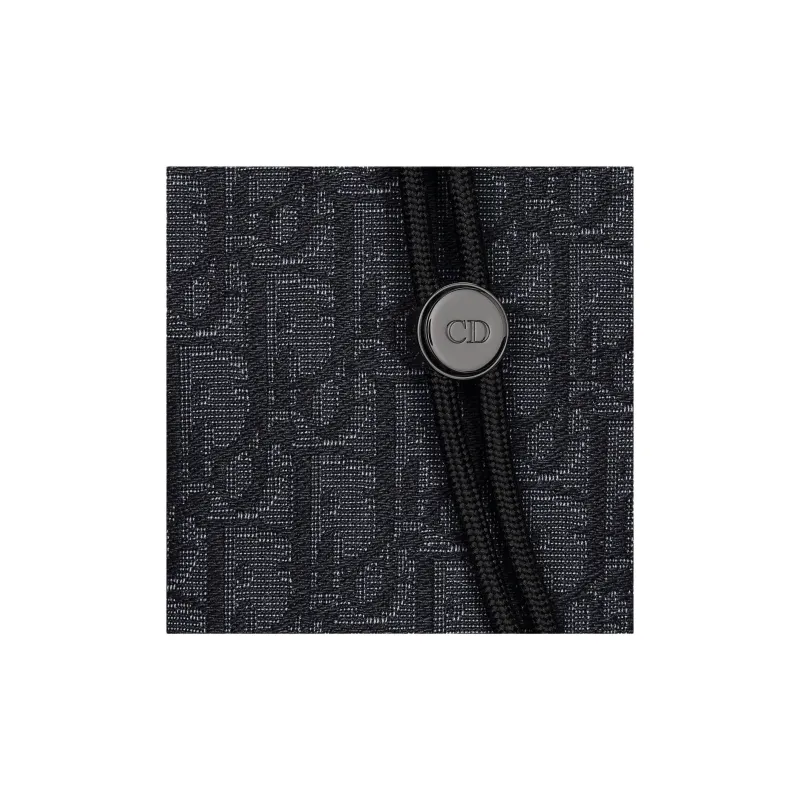 DIOR Oblique Jacquard Canvas With Grainy Surface Calfskin One Shoulder Crossbody Cell Phone Pouch Men's Black-3