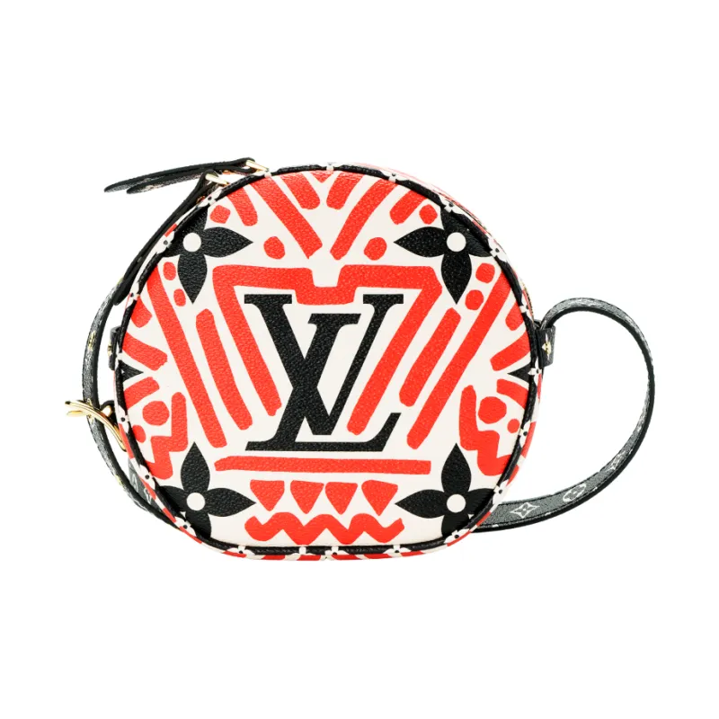 LOUIS VUITTON Coated Canvas With Cow Leather Trim Shoulder Bag, Crossbody Bag Small Size Women's Black/Red-1