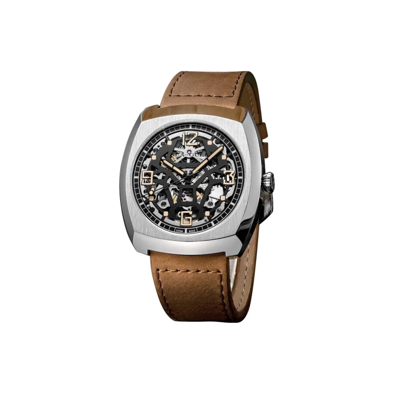 Sea Gull Automatic Mechanical Movement Cow Leather Strap Watch Men's Watches Cut Out Dial-1