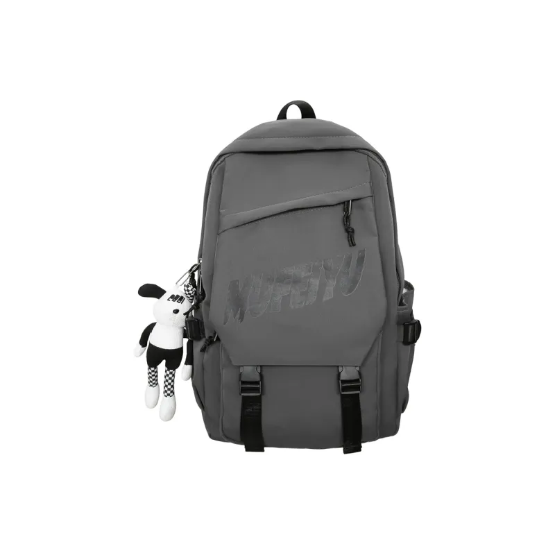 Deli Bear Nylon Fabric Backpack Regular Unisex Black/Red/White/Gray-10