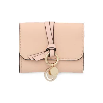 Chloe Alphabet Calfskin Wallet Mini Women's Cement Pink