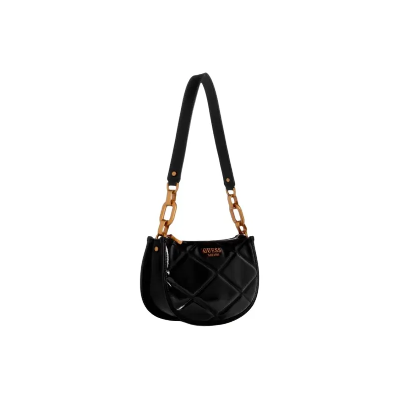 GUESS Artificial Leather Saddle Bag Shoulder Bag Small Size Women's Black-1