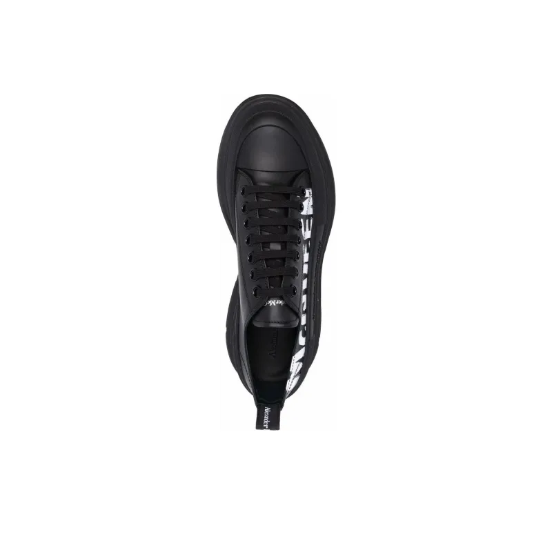 Alexander McQueen Tread Slick Low Lace Up Graffiti Shoes 'Black White' Women's-4