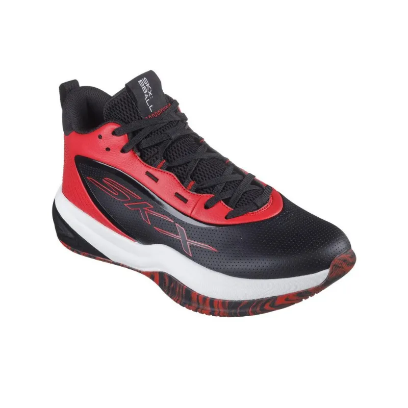 Skechers SKX Anti Slip Wear Resistant Mid Top Basketball Shoes Men's Black Red-2