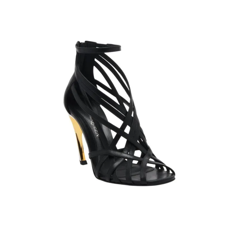 Alexander McQueen Armadillo Strap Sandals 9.5cm Women's Black-2