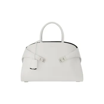 FERRAGAMO Calfskin Shoulder Bag, Crossbody Bag, Handbag Medium Size Women's Optical White