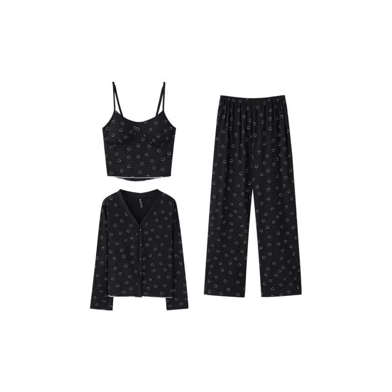 Qiao Ni Tong Pajama Set Women's Black-0