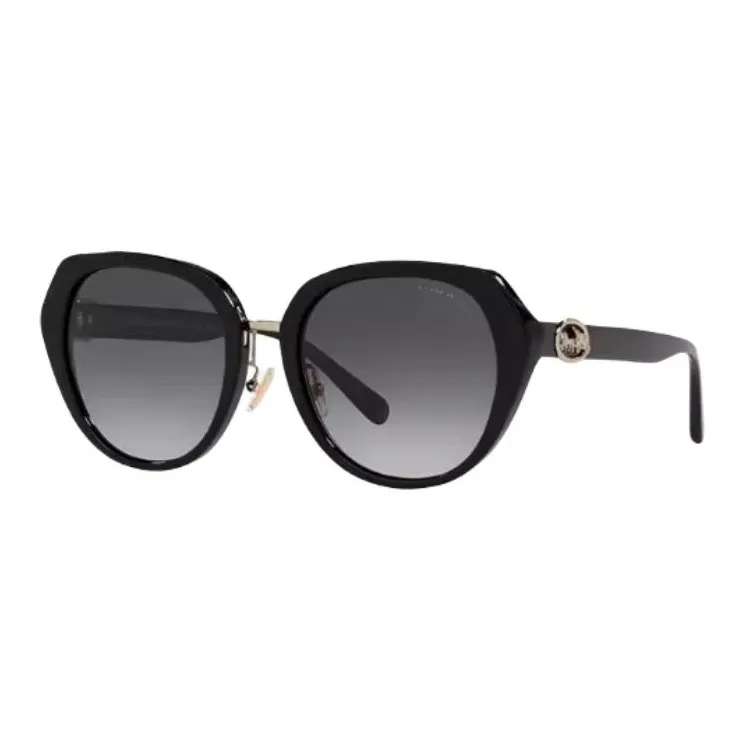 COACH Plate Frame Round Sunglasses Women's Black/Brown/Red-0