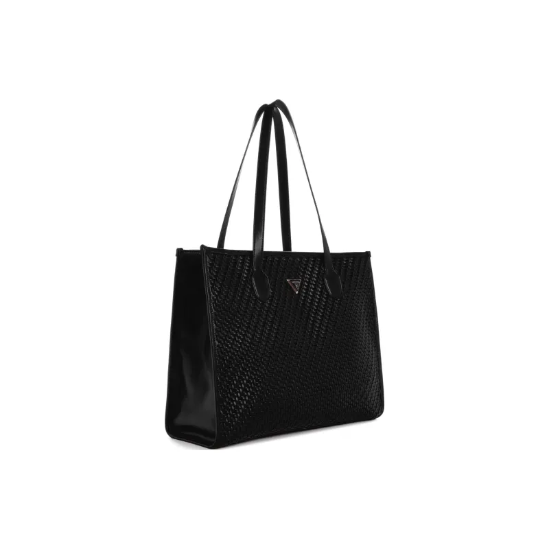 GUESS Artificial Leather Tote Bag Shopping Bag Handbag Shoulder Bag Regular Women's Black-1