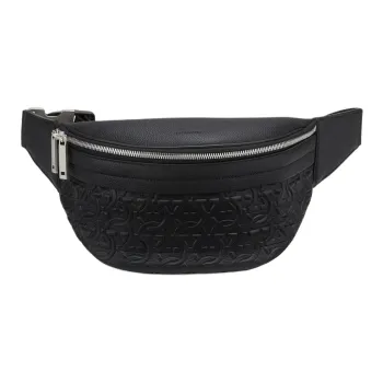 FERRAGAMO GANCINI Calfskin Sling Bag Fanny Pack Men's Black