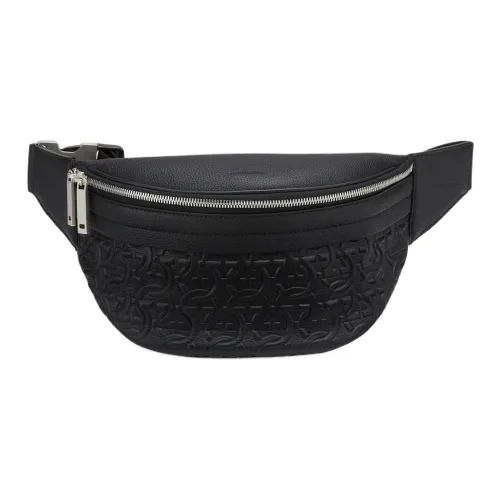FERRAGAMO GANCINI Calfskin Sling Bag Fanny Pack Men's Black