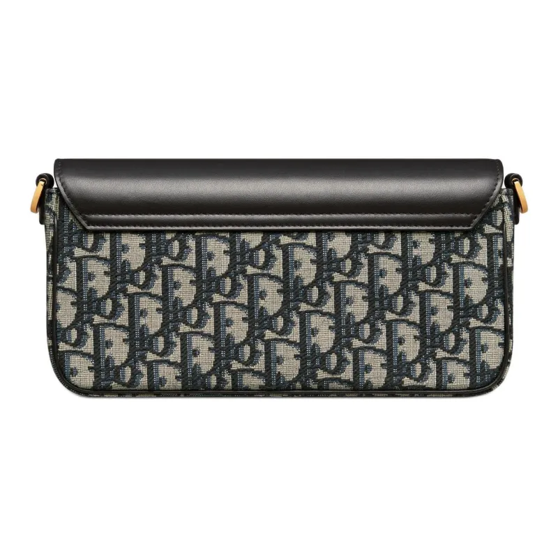 DIOR 30 Montaigne Jacquard With Calfskin Shoulder Bag Crossbody Bag Mini Women's Blue & Black-4