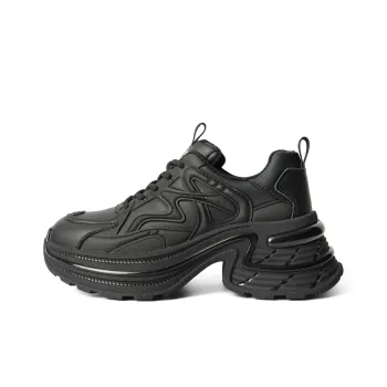 BELLE Anti Slip Wear Resistant Low Top Chunky Sneakers Women's Beige, Black