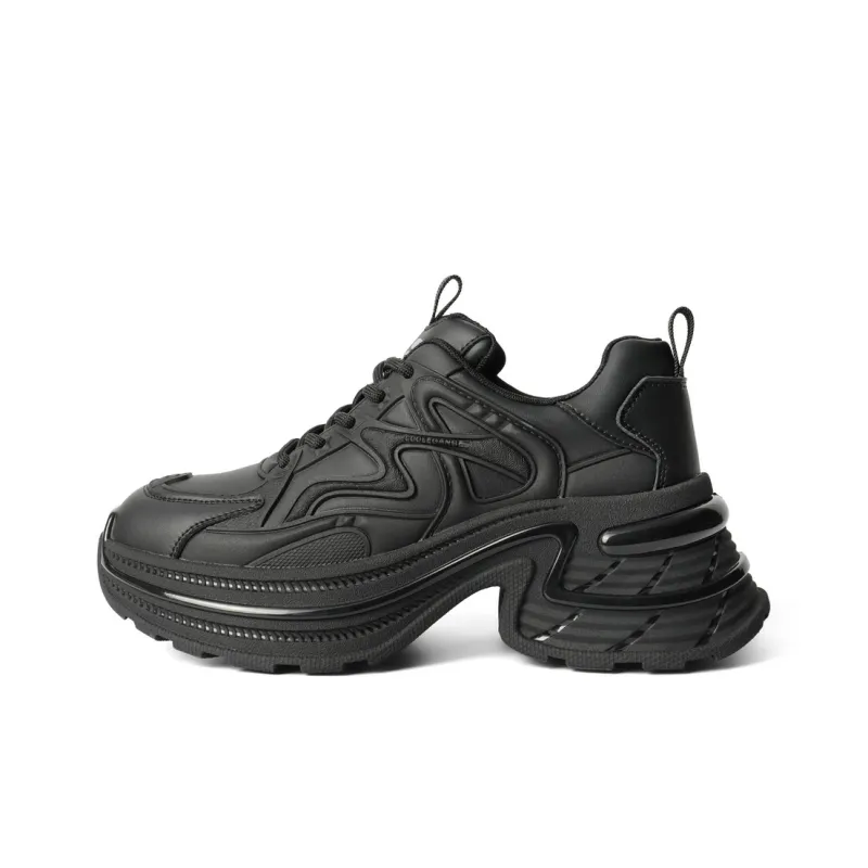 BELLE Anti Slip Wear Resistant Low Top Chunky Sneakers Women's Beige, Black-0