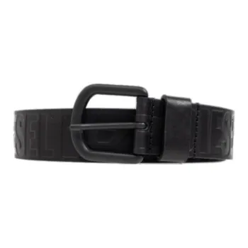DIESEL Logo Identification Leather Belts Men's Black Width 4cm