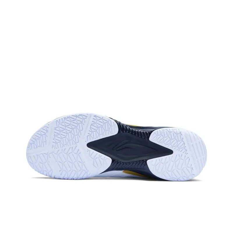 LiNing Anti Slip Wear Resistant Low Top Badminton Shoes Unisex White Gold Black-5