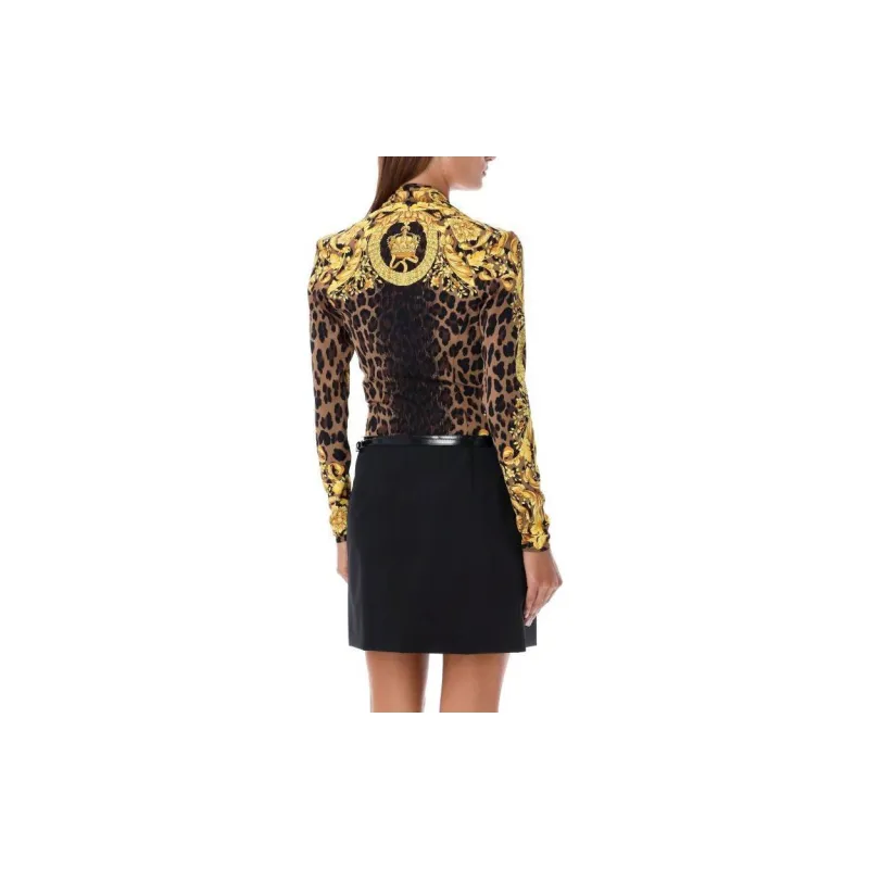 VERSACE Pattern Printed Draped Bodysuit-1