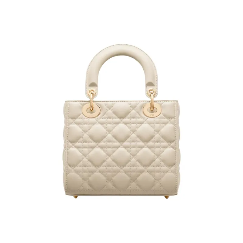 DIOR Lady Dior Wicker Pattern Lambskin Shoulder Bag Crossbody Bag Handbag Small Size Women's Ash Ivory-2