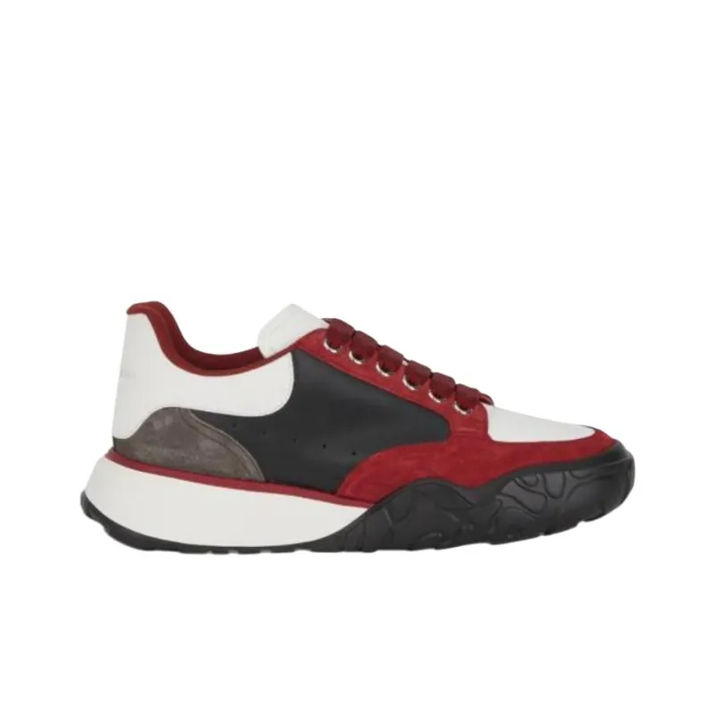 Alexander McQueen Color Block Low top Leather Sneakers 'Red Black Grey'-1