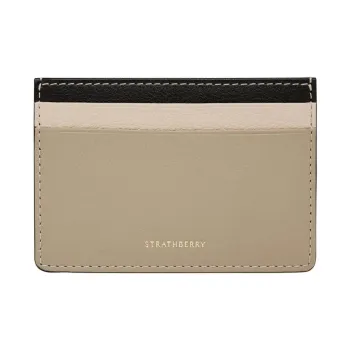 Strathberry Calfskin Card Holder Women's Black/White With Mushroom Pattern