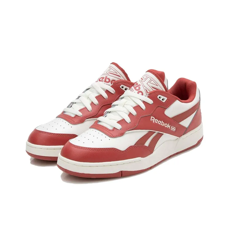 Reebok BB 4000 Anti Slip Wear Resistant Low Top Skateboard Shoes Unisex Red White-3