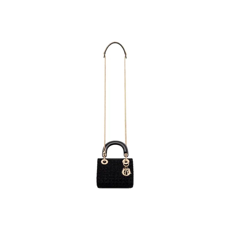 DIOR Lady Dior Satin Lady Dior Bag, Shoulder Bag, Crossbody Bag, Handbag Mini Women's Black-3