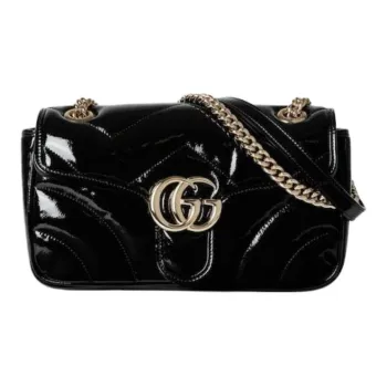 GUCCI GG Marmont Logo Leather Small Shoulder Bag Women's Black