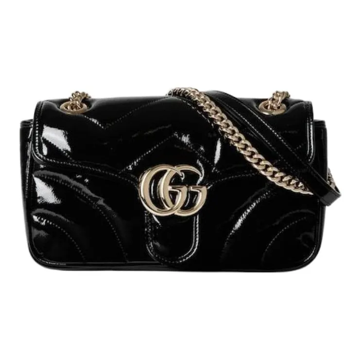 GUCCI GG Marmont Logo Leather Small Shoulder Bag Women's Black-0