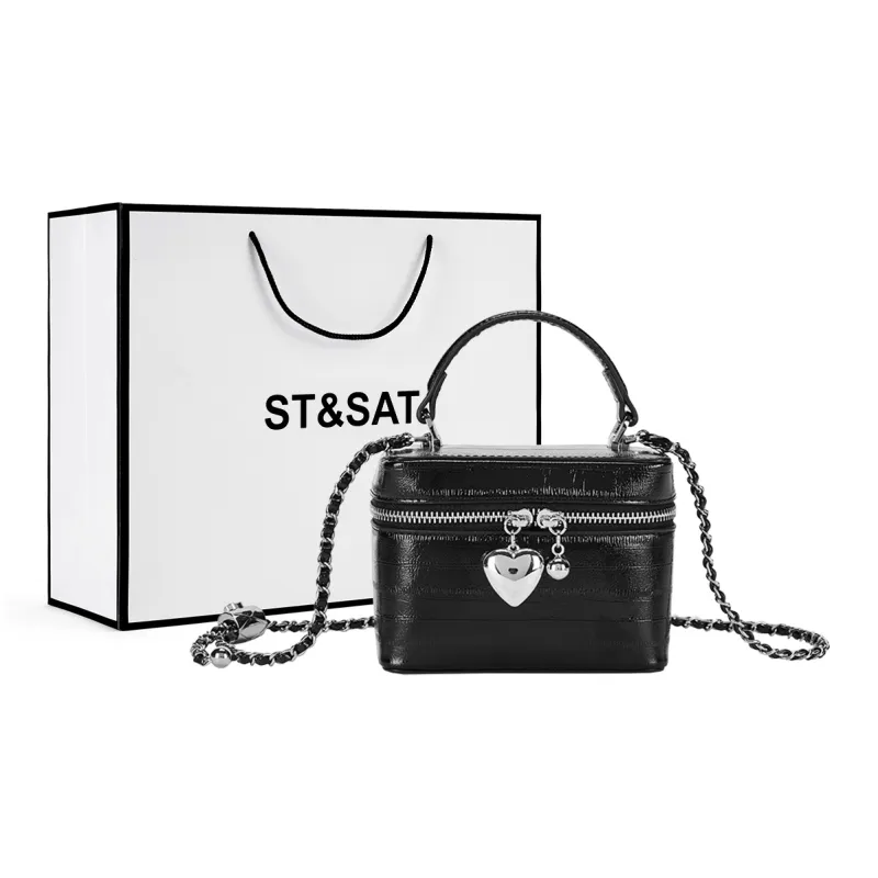 ST&SAT Synthetic Leather One Shoulder Handbags Regular Women's Ecru/Silver/Black-8