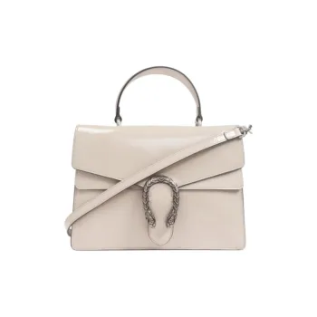 GUCCI Dionysus Patent Leather Shoulder Bag, Crossbody Bag, Handbag Medium Size Women's Light Gray