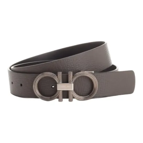FERRAGAMO Logo Identification Leather Leather Belts Men's Gray