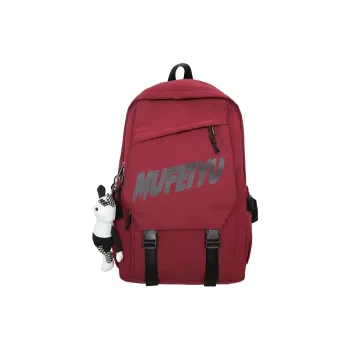 Deli Bear Nylon Fabric Backpack Regular Unisex Black/Red/White/Gray