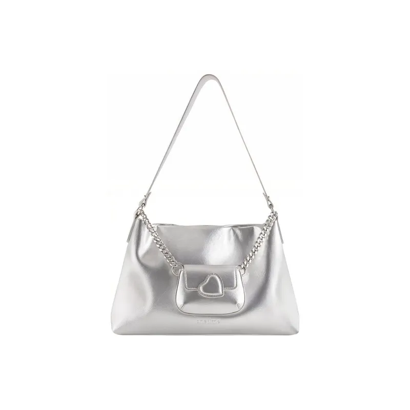 ONE TIME Synthetic Leather Moon Tote Shopping Bag Shoulder Bag Tubas Women's Black/Silver-0
