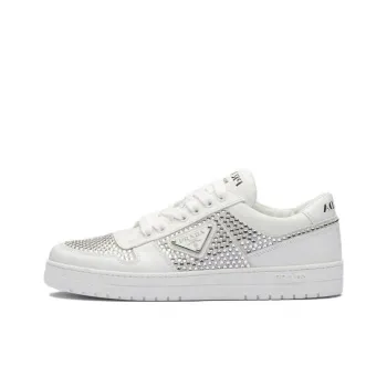 PRADA Crystal embellished Leather Sneakers