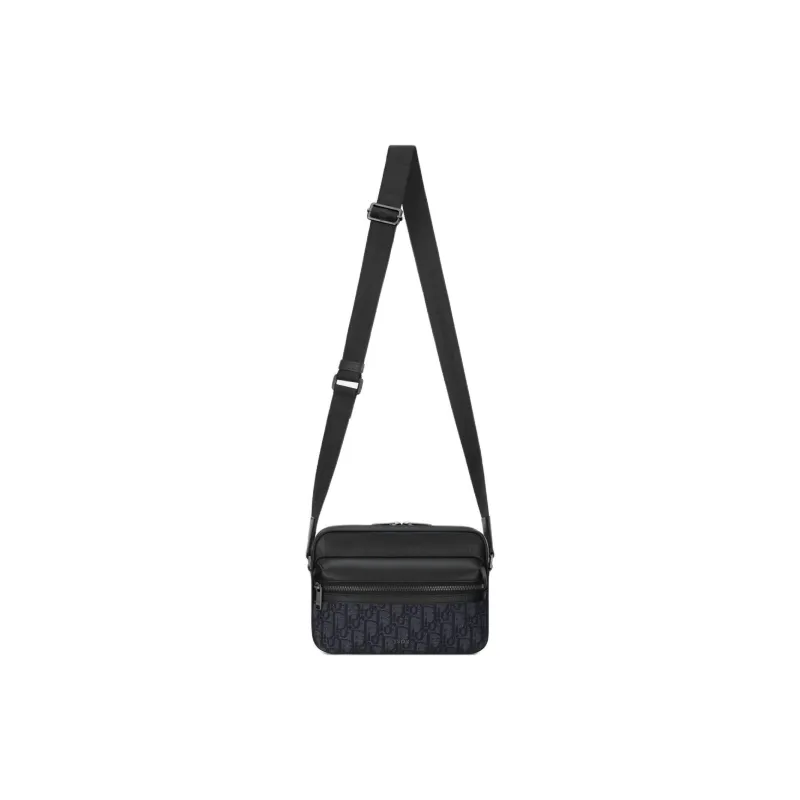 DIOR Oblique Jacquard Canvas With Grainy Calfskin Messenger Bag, Shoulder Bag, Crossbody Bag Men's Black-1
