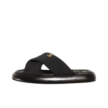 CHANEL Abrasion Resistant Slide Slippers Women's Black