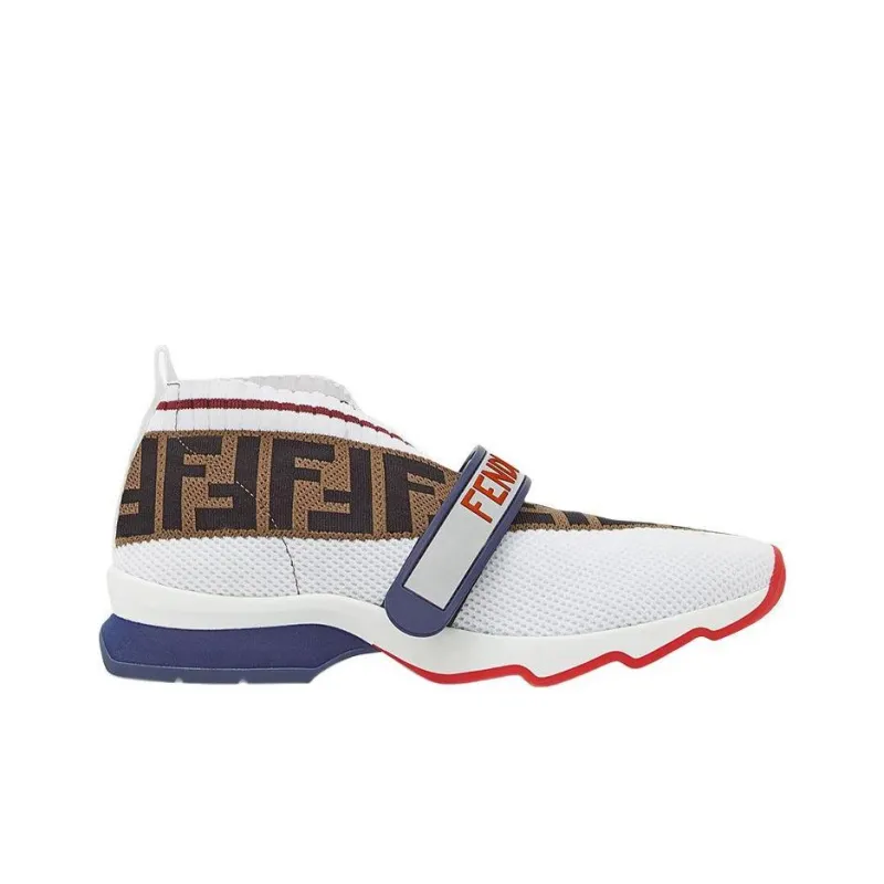 FENDI Rockoko Casual Shoes Women's Mid-Top White/Blue/Red-1