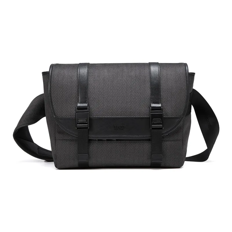 BVP Cow Leather Messenger Bag, Shoulder Bag Unisex Black-1