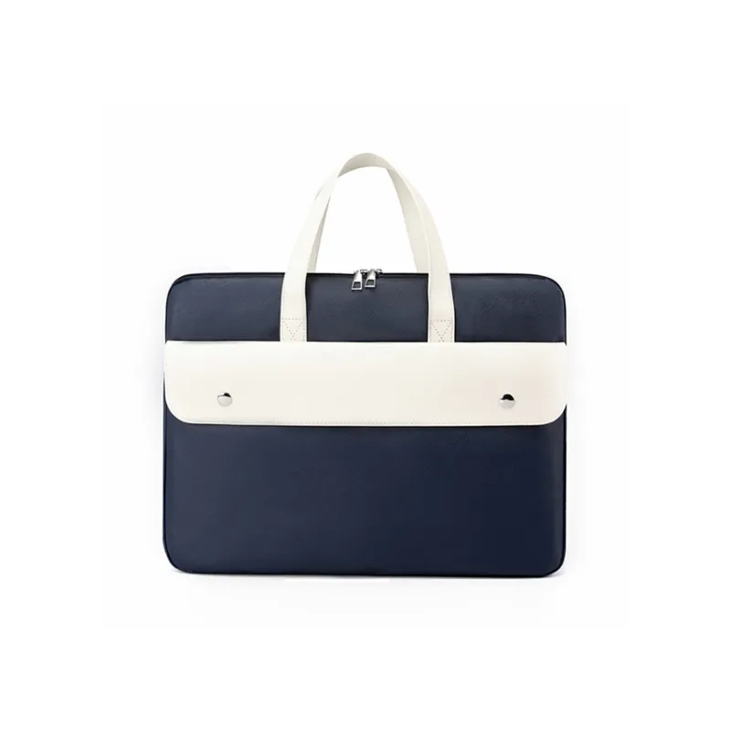 GOX PU Laptop Bag Portable Document Briefcase Laptop Bag Tubas Unisex White/Gray/Black/Dark Blue-0