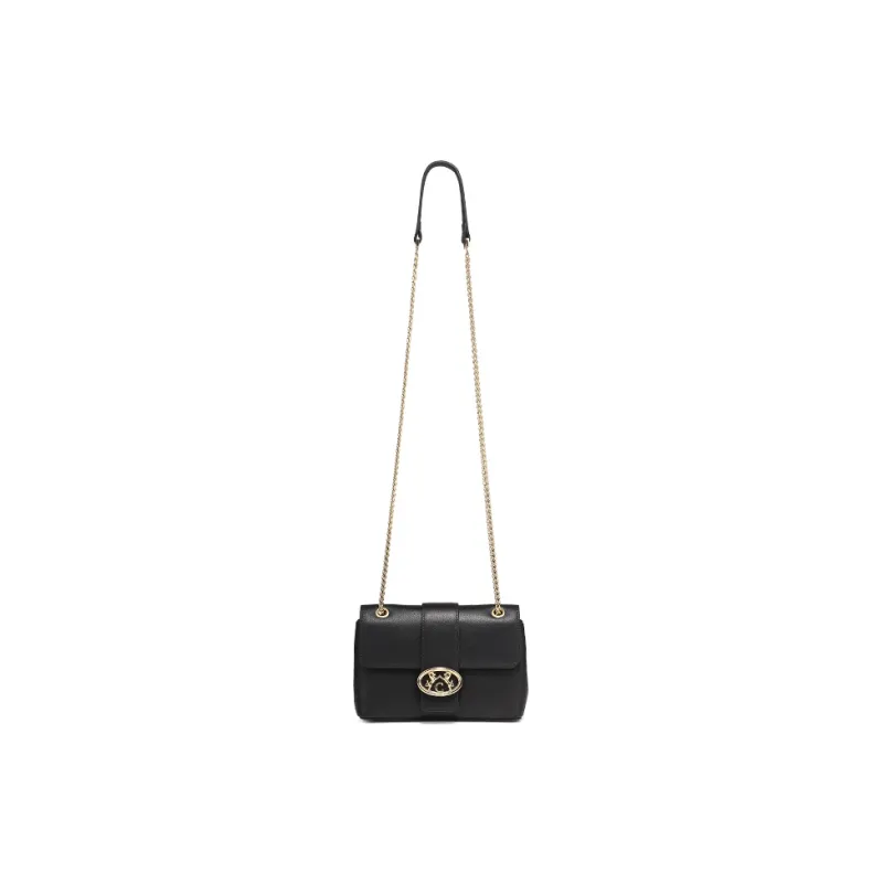 COOGI Cow Leather Shoulder Bag Crossbody Bag Medium Size Women's Black/Ecru-11