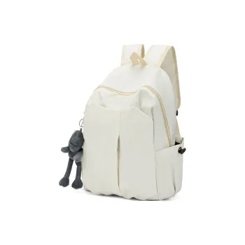 CORALDAISY Fabric Backpack Unisex Cream White
