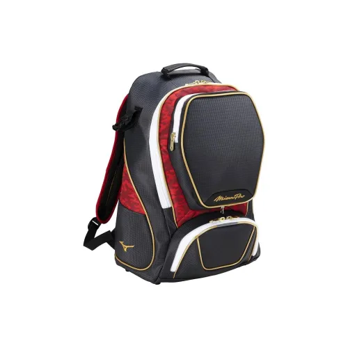 Mizuno Synthetic Leather Backpack Unisex Marine Blue & Red