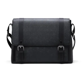 HLA Cow Leather With Synthetic Leather Shoulder Bag Regular Men's Black