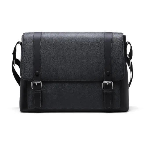 HLA Cow Leather With Synthetic Leather Shoulder Bag Regular Men's Black