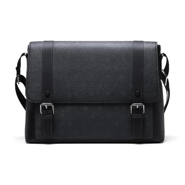 HLA Cow Leather With Synthetic Leather Shoulder Bag Regular Men's Black-0
