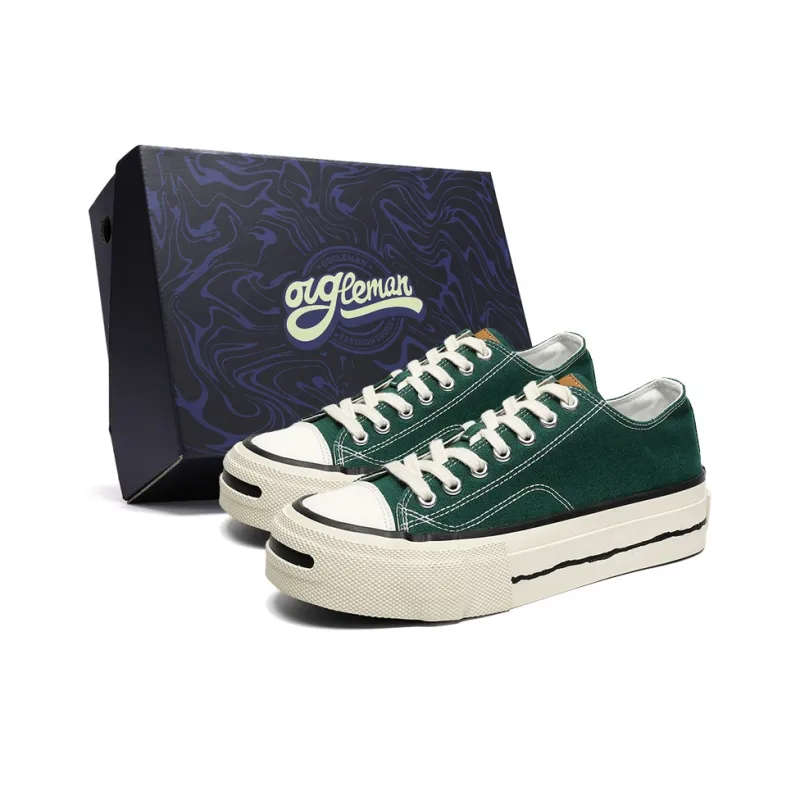 OUGLEMEN Lightweight Height Increasing Low Top Canvas Shoes Men's Gift Box Set-7