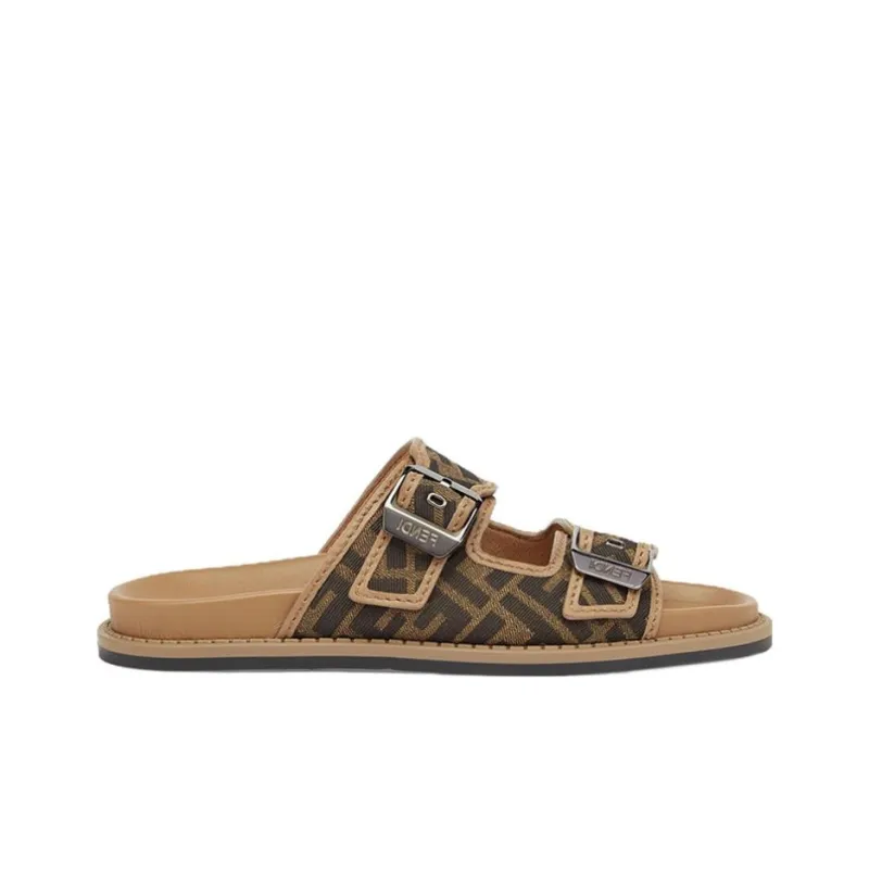 FENDI Monogrammed Strap Buckled Sandals-1
