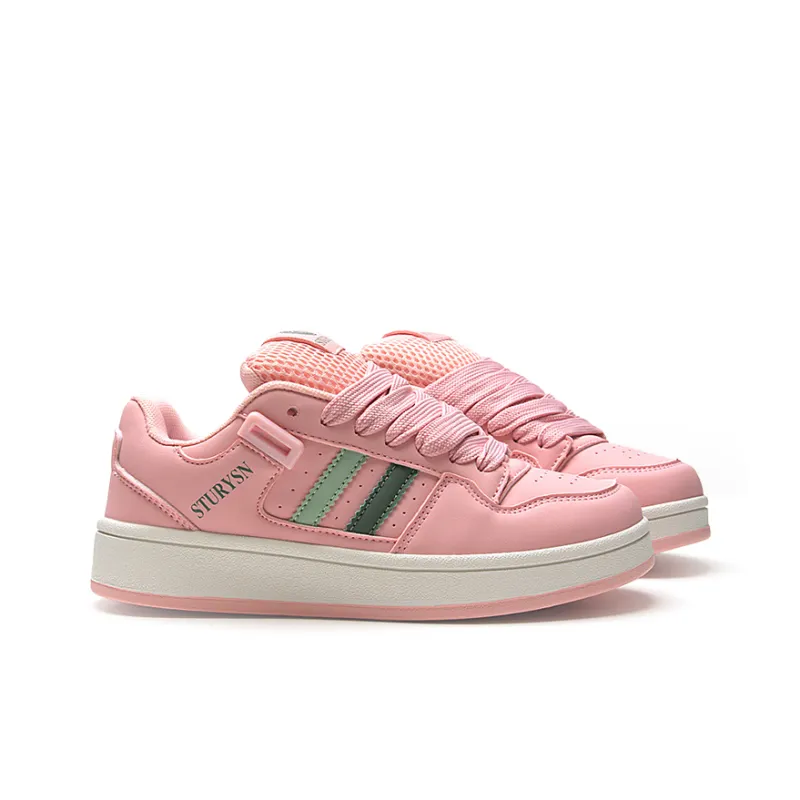 STUR YSN Wear resistant And Lightweight Low Top Skateboard Shoes Unisex Pink Green-2